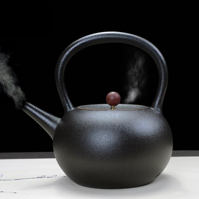 华墘黑陶电陶壶陶瓷泡茶煮茶器 电陶炉五行烧水壶手工煮黑茶壶