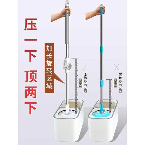 通用拖把杆旋转2024新款自动脱水一拖净配件家用墩布地拖布杆单杆