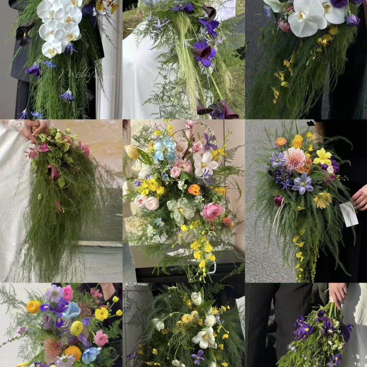 自然风森系|瀑布手捧彷真花| 新娘结婚纱摄影道具家居台面花艺