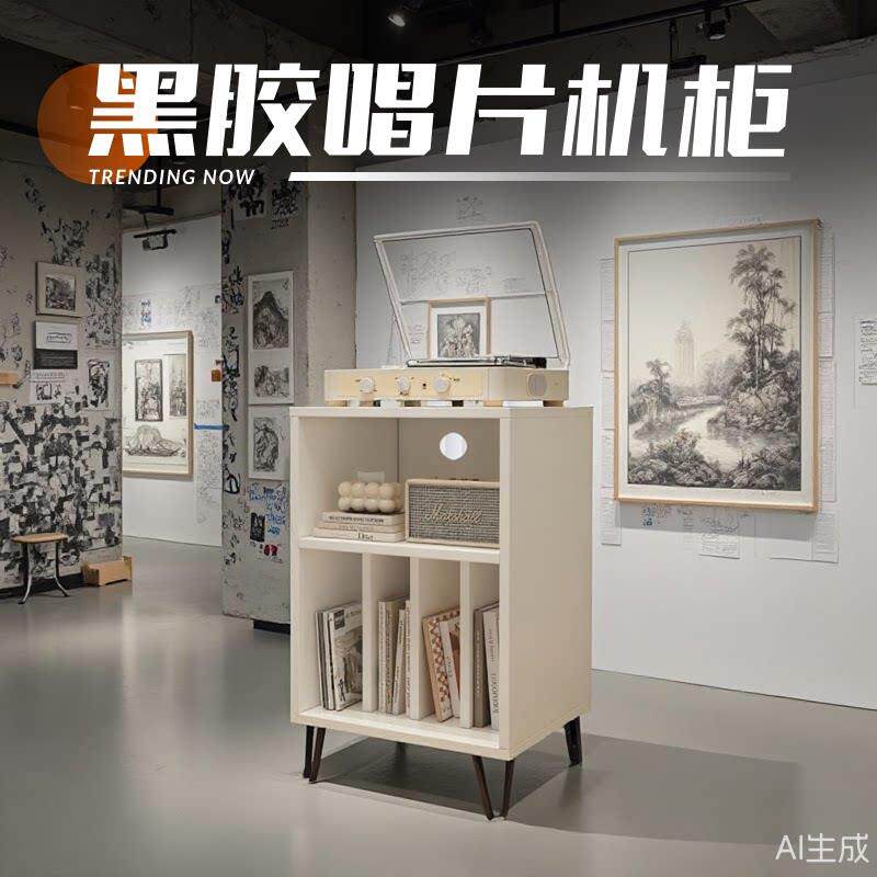 黑胶唱片机柜实木功放柜音响机柜杂志柜纯白色沙发边柜角柜置物架
