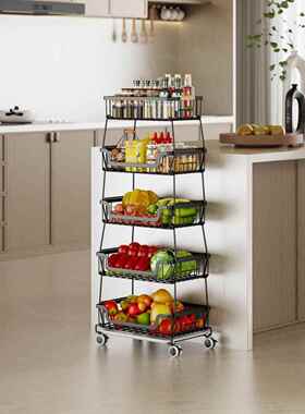 厨房置物架蔬菜水果架架储YUA物收篮纳架果蔬架车小推果篮杂架厨