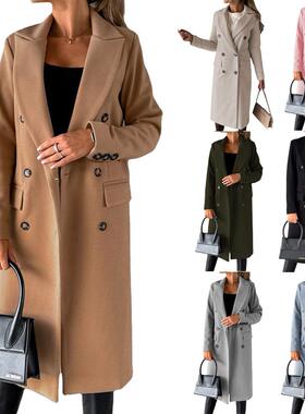 Women's coat, woolen coat, long sleeved double