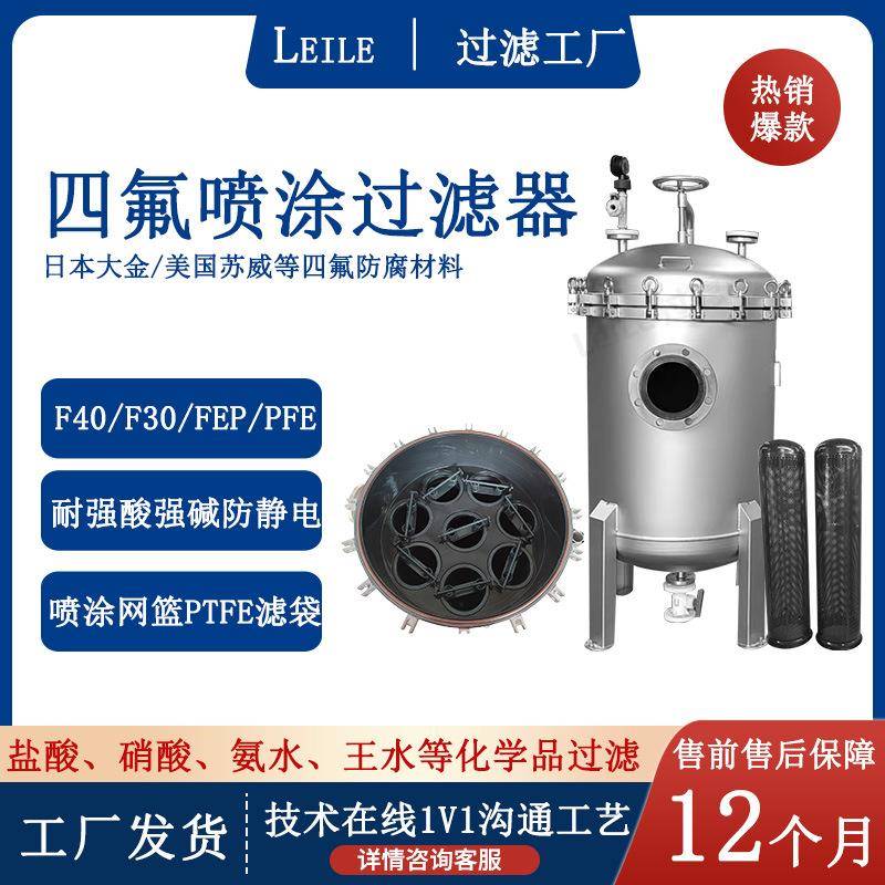 衬氟袋式过滤器盐酸硝酸氨水王水高腐蚀化工液体四氟过滤设备厂家