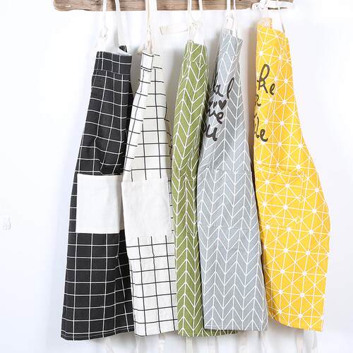 日式工作服北欧全纯棉布艺防油清洁厨房家居咖啡店面包店半身围裙