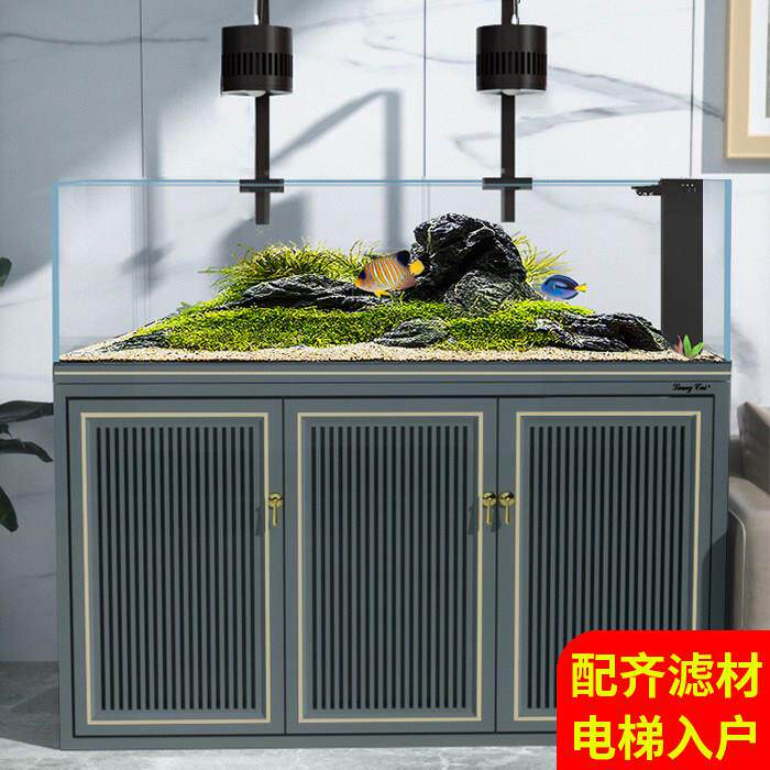 超白玻璃兰寿水草鱼缸水族箱家用客厅小型生态底过滤免换水金鱼缸