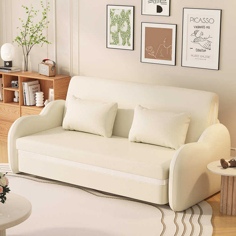 公寓沙发床折叠两用小户型实木云朵多功能书房客厅双人小沙发1米2