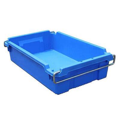 塑料折叠EU箱蓝灰色汽车配件运输物流箱折叠内倒式带盖周转箱厂家
