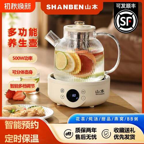 多功能养生壶家用烧水壶玻璃煮茶器山本办公室养生杯花茶壶炖煮