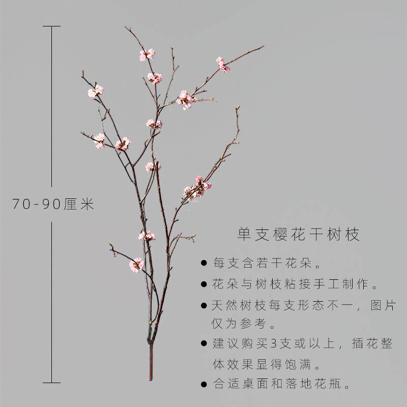 千艺坊枯树枝干支花装饰玉兰樱花客厅干枝干花花束室内落地干枝桃