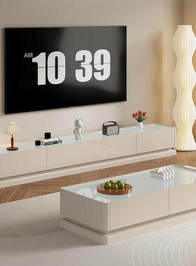 奶油风电视柜客厅2025新款家用实木白色小户型电视机柜落地柜组合