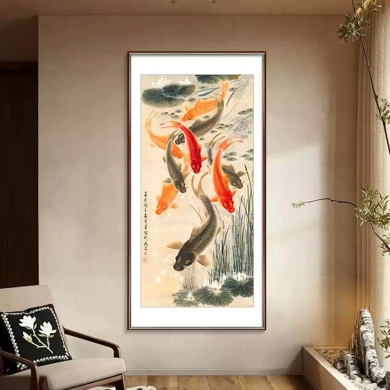 鱼图客厅玄关装饰画饭厅过道走廊入户对门挂画聚财寓意锦鲤挂画,家居饰品,现代装饰画,淘宝优惠券,粉丝福利购,淘宝优惠卷