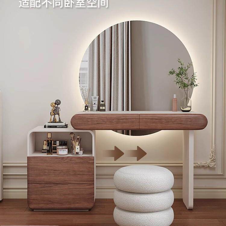 2026新款胡桃木梳妆台高级感设计师款卧室床头柜一体式实木化妆桌