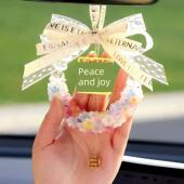 车载后视镜装 饰水晶铃兰花挂件女生轻奢高端可爱汽车挂饰祝福饰品