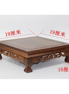 新款红木雕正鸡方花瓶底座翅木木质花盆台摆件实佛像木奇石正方玉
