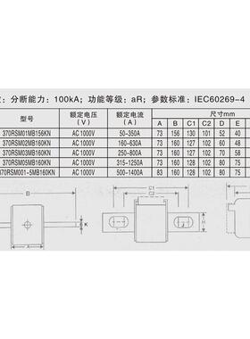 370RSM001-5MB160KN 500A-1400A 630A800A1000A1200A沪熔熔断器