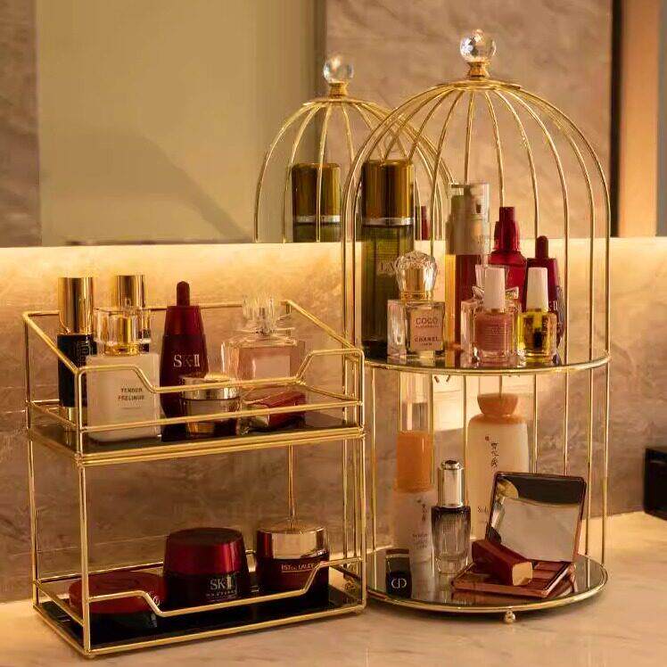 鸟笼置物架轻奢化妆品收纳盒浴室化妆台桌面化妆室精致家用手提