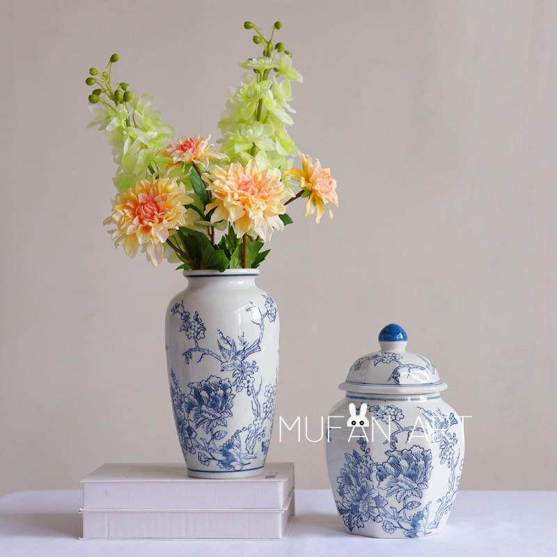 陶瓷冰裂纹青花瓷花瓶创意花瓶水培家居插花花器装饰摆件