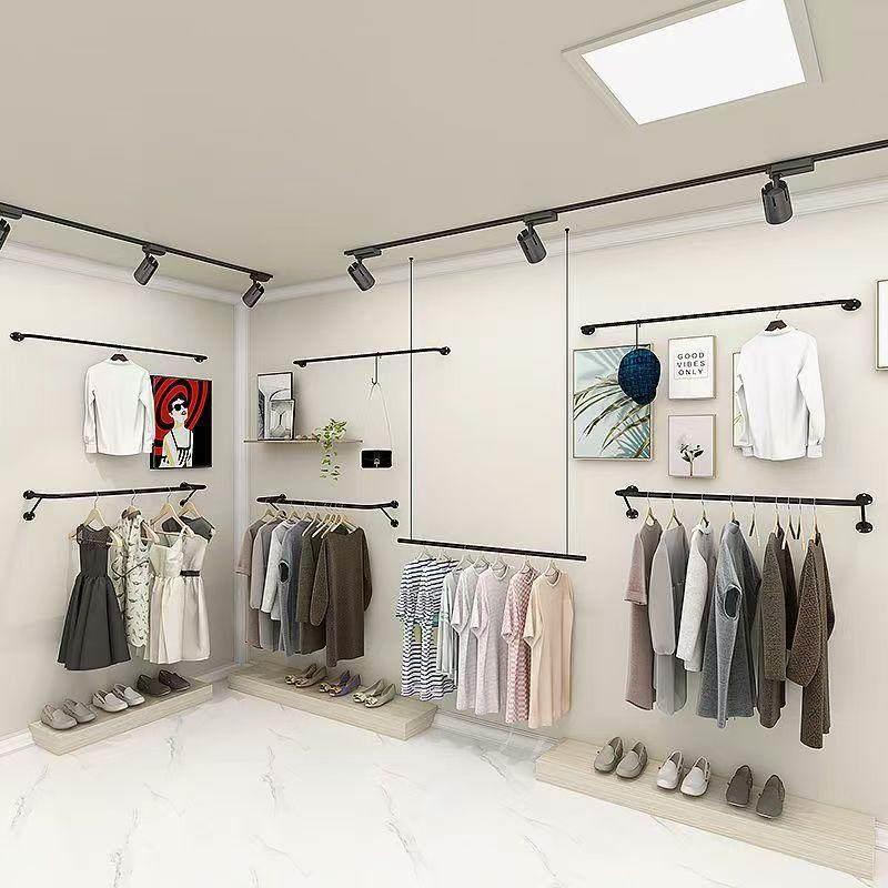 服装店展示架上墙男女装童装店壁挂式衣服架陈列架正侧挂货架简约