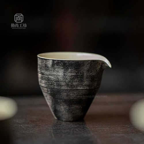诧寂风手工鎏银公道杯粉引粗陶茶海分茶器家用陶瓷功夫茶具匀杯