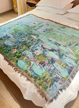 名画布世界挂tapestry壁毯装饰油画 睡莲卧室莫奈wallhanging