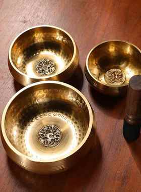 尼泊尔音钵十字杵手工颂钵佛音碗瑜伽钵梵音钵静心钵铜磬钵盂摆件