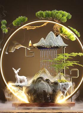 创意中式循环陶瓷流水器喷泉招财客厅办公室桌面家居摆饰开业礼品