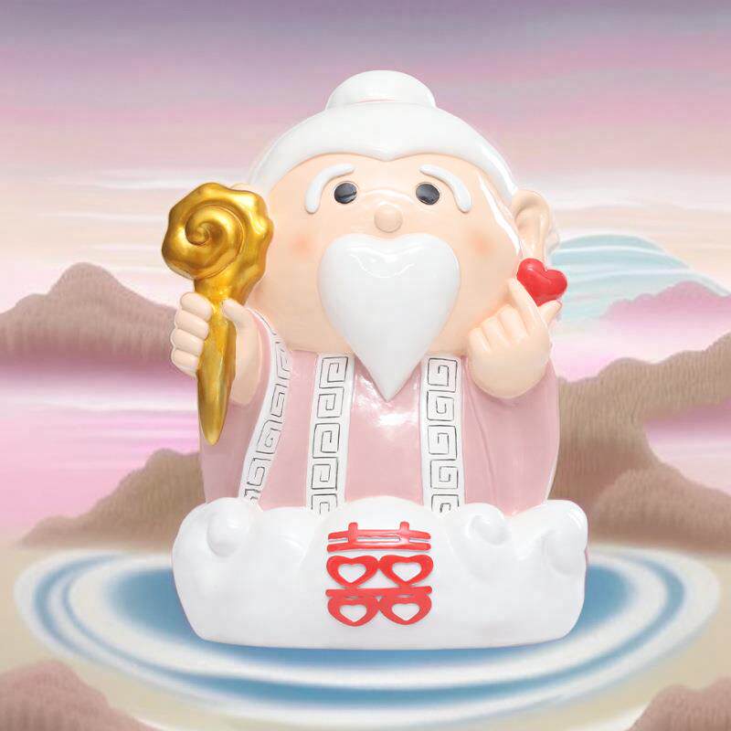 呆萌可爱月老树脂大号神仙摆件创意款姻缘婚庆订婚桌面装饰品摆设
