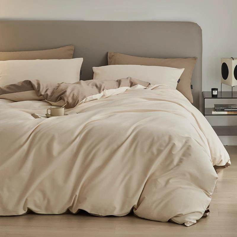 高端100S磨毛全冬棉床上四纯件套棉床单EBC被套罩被床笠三件套秋