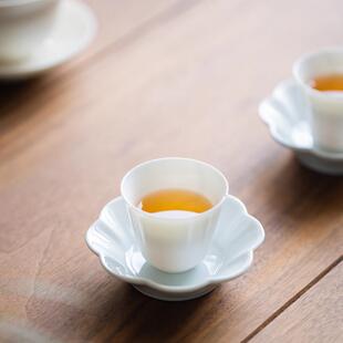尚器 影青白瓷杯垫茶托杯托陶瓷功夫茶具茶道品茗杯隔热茶杯托垫