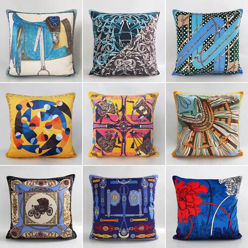 抱枕套奢华欧式毛绒双面印花45cm沙发腰靠汽车办公室靠垫含芯包邮