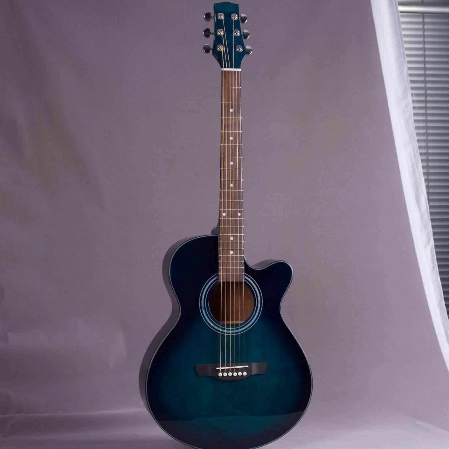 40寸斯蒂勒民谣吉他 云杉沙比利粉色蓝色木吉他亮光A桶guitar厂家
