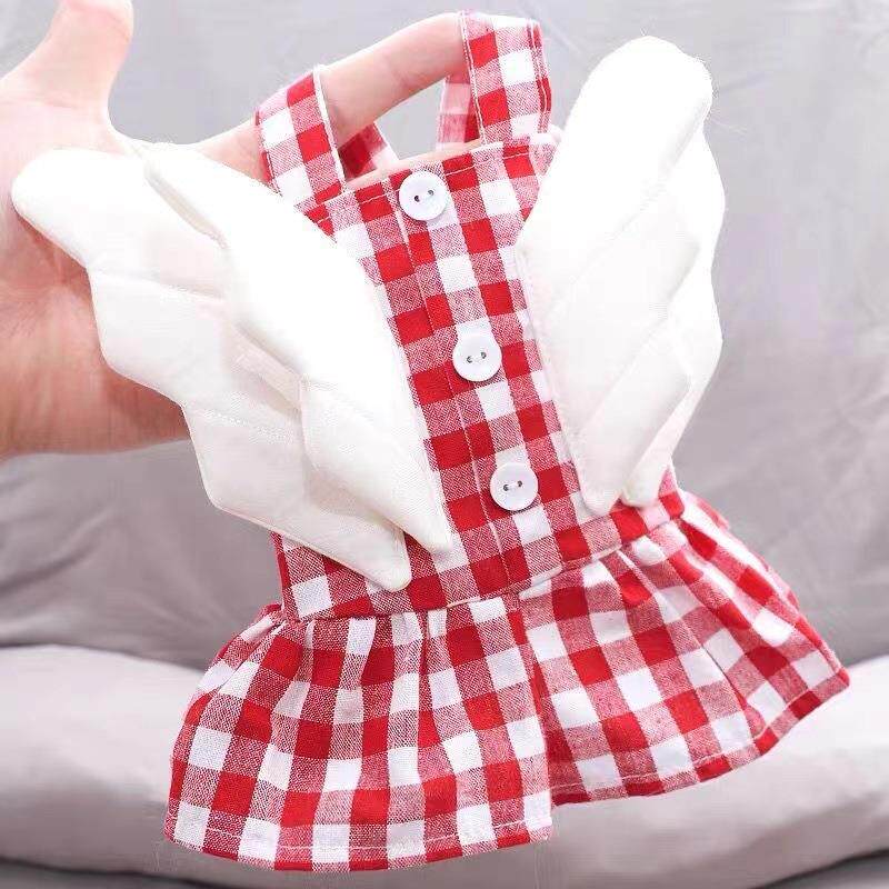 宠物小狗狗衣服猫咪小型犬夏季薄款格子翅膀仙气飘飘裙宠物猫狗犬