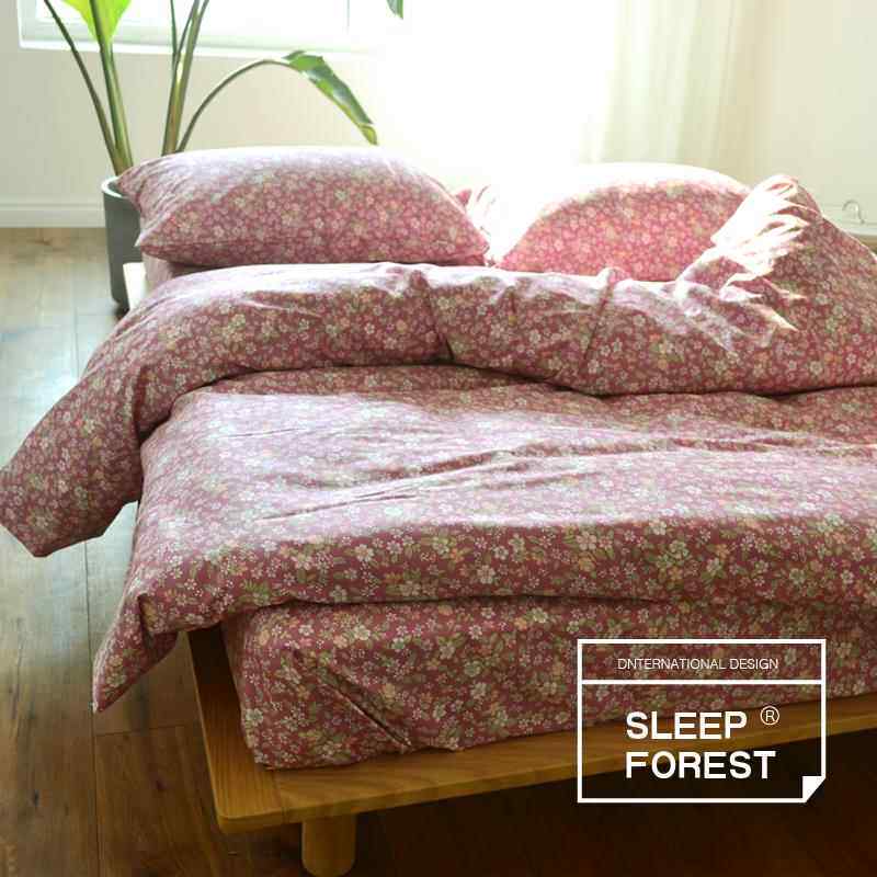 正品纯棉三件式双人床上用品四件套1. 2m被套睡田眠植物保床8暖园