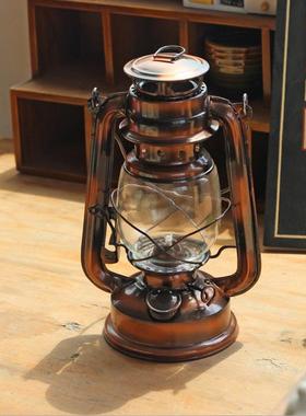 235喷古铜色煤油灯铁艺手提帐篷露营油灯户外家庭摆件