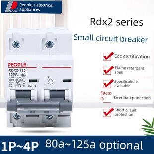 RDX2小型断路器1P2P3P4P大功率开关100A80A125A空气开关人民电器