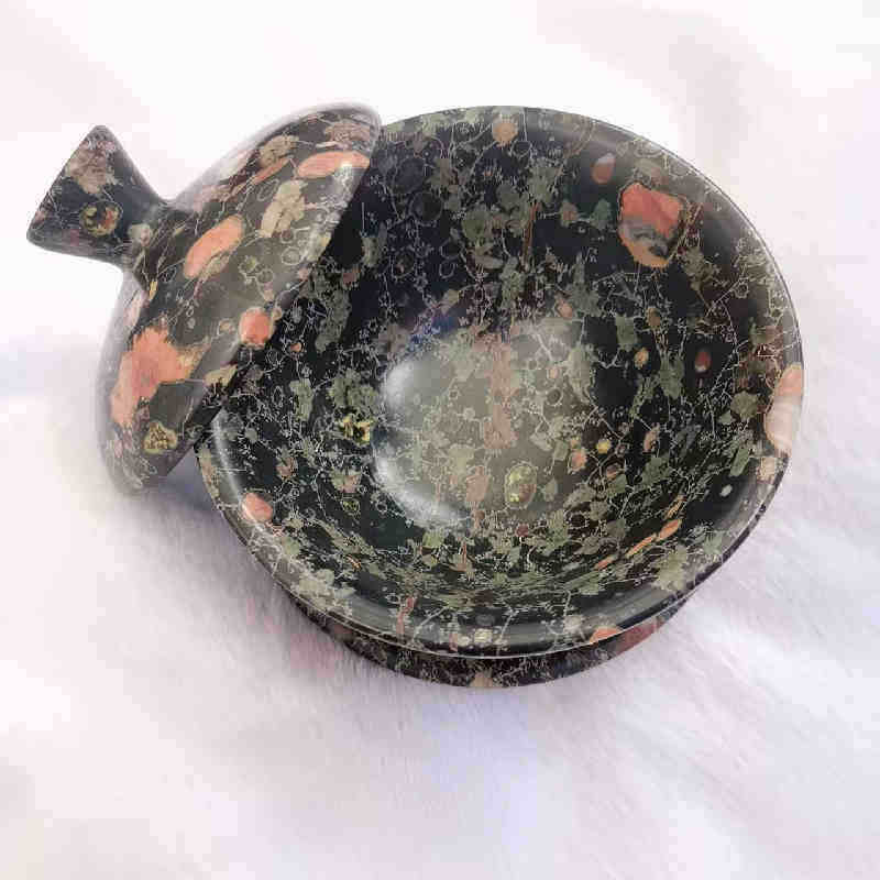 梅花玉茶碗盖碗批发带磁性 安山岩玉酒具茶具玉石茶杯玉器工艺品