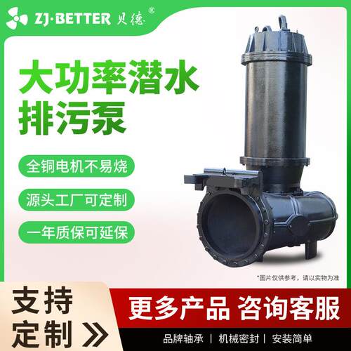 厂家QW大口径排污泵大流量污水提升泵380V大功率潜水排污水泵 - 封面