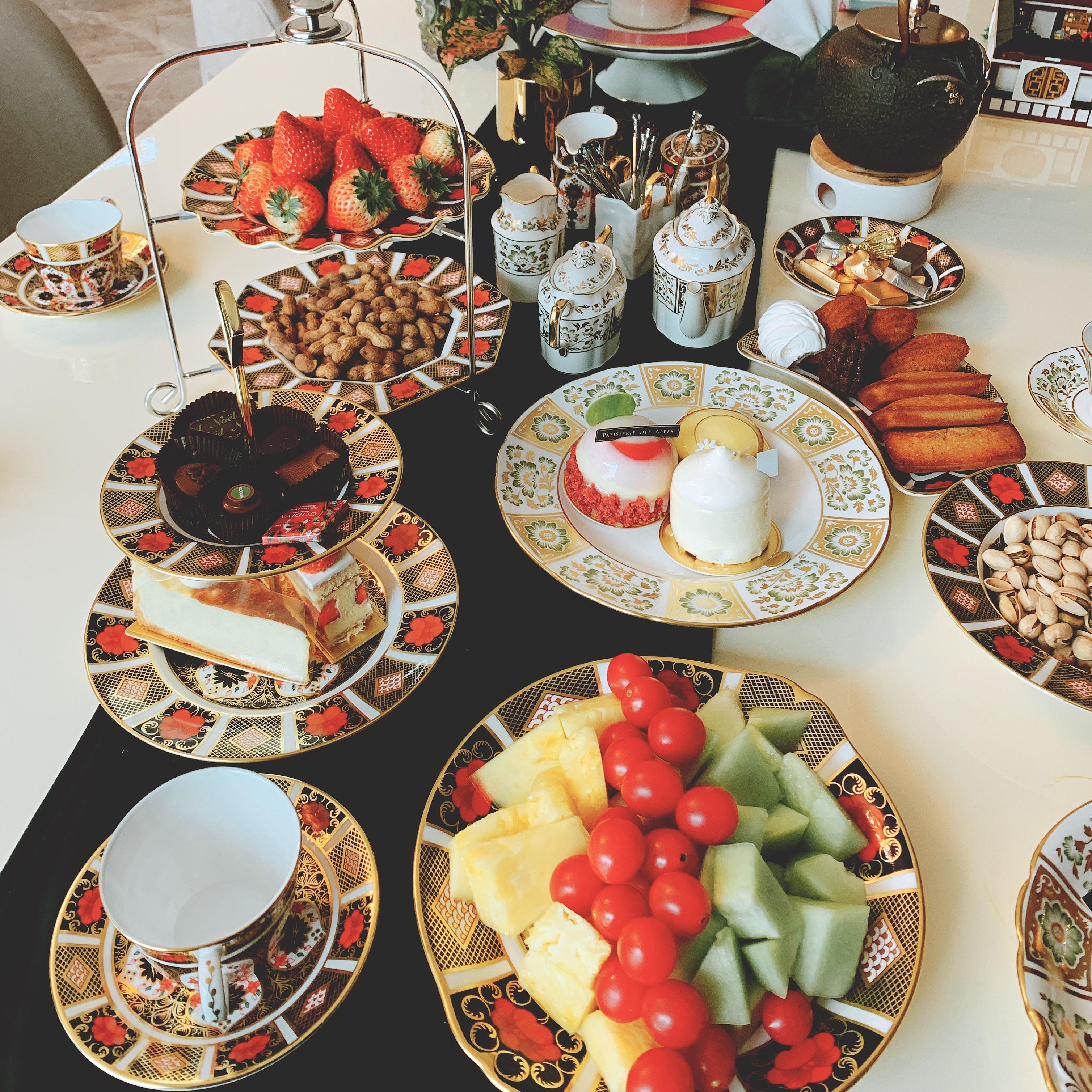 英国Royal Crown Derby古典伊万里Old Imari二层三层蛋糕架礼盒装