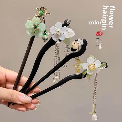 .Chinese Hanfu Hair Accessories Hairpins For Women Flower Pe