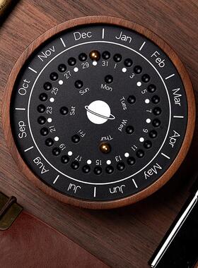创意行星木质日晷万年历日历办公室桌面摆件男女生日礼物文创礼品