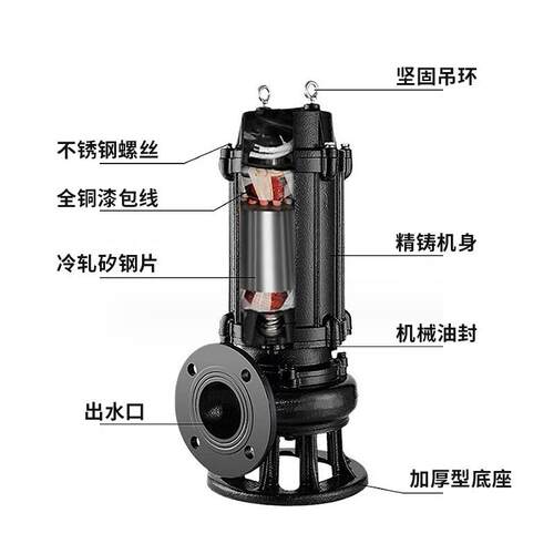 长沙林茂机电65QW型潜水排污泵污水泵房地产工程搅匀污水提升泵耦
