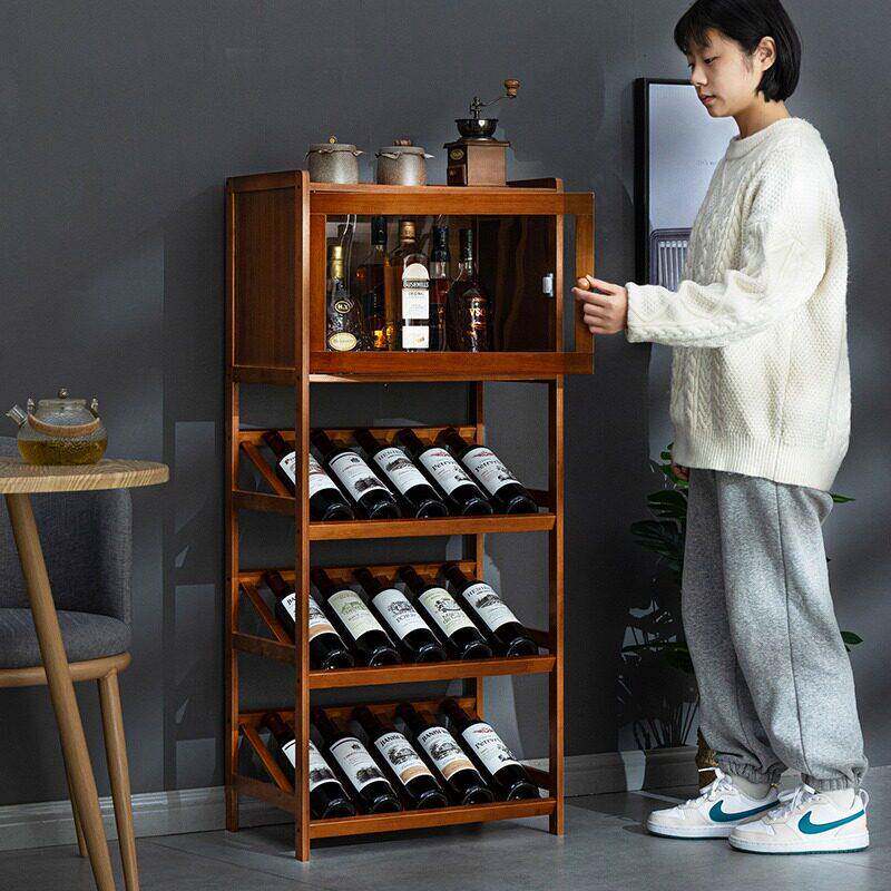 酒柜展示现代约网餐柜红小酒架欧式靠墙客厅441NZJJ0实木家用置简