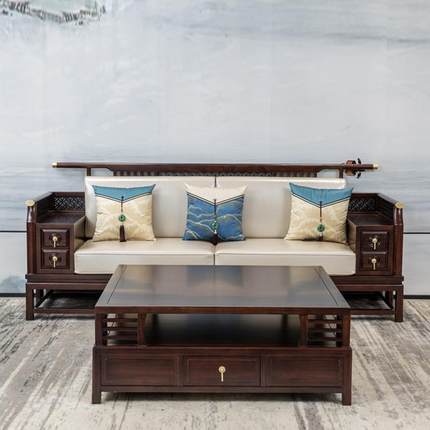 工新中式沙平发组合木XWI家具复古实现代客厅家用组合大厂层户型