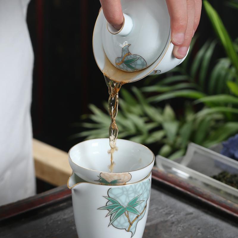 紫不语 创意家用陶瓷过滤器影青白瓷茶滤茶水分离器砂网滤水茶漏