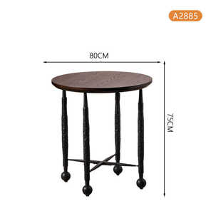 套客厅边胶木桌古风中桌小圆黑色茶几小户型组合几圆形沙发橡实木