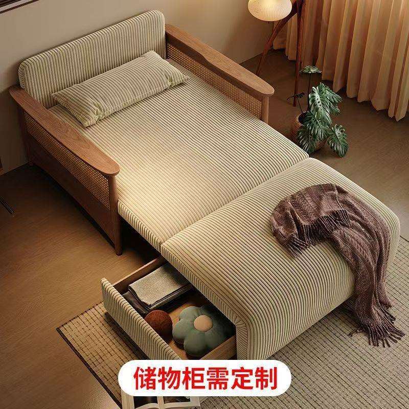 智能电动沙发床语音遥控多功能储物客厅卧室小户型新中式实木家具