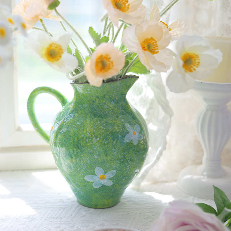 景德镇陶瓷花瓶手绘雏菊花瓶水培插花客厅桌面装饰摆件