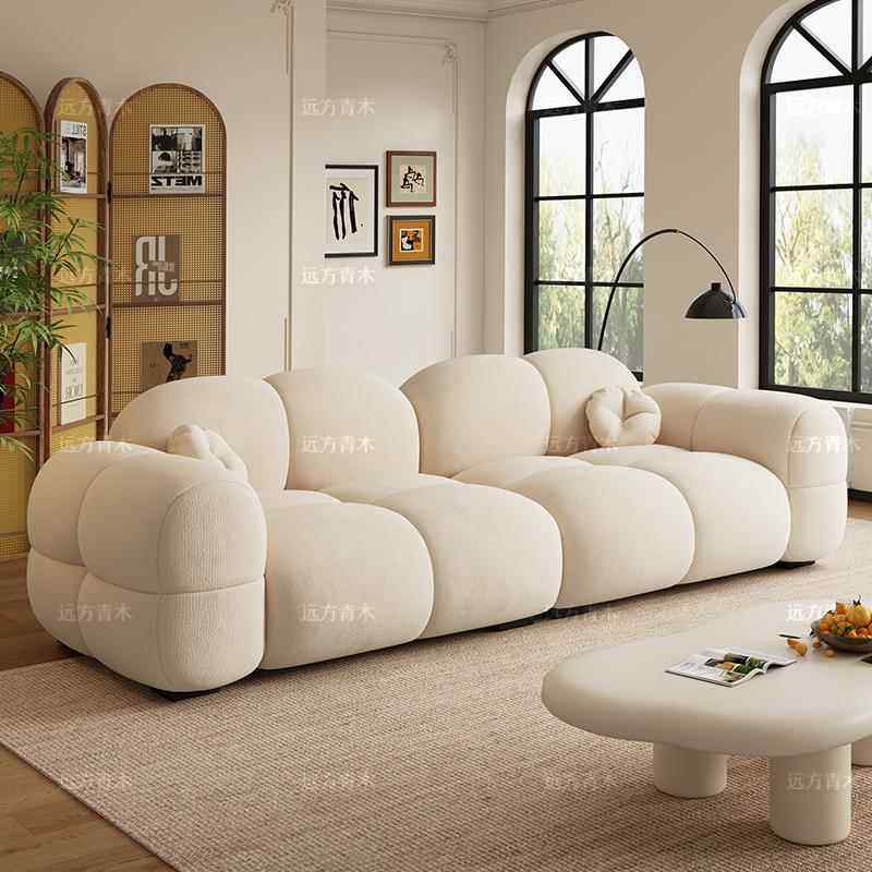 奶油风ins果冻沙发客厅大小户型出租屋公寓民宿直排泡芙布艺沙发,住宅家具,布艺沙发,淘宝优惠券,粉丝福利购,淘宝优惠卷