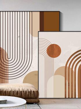 现代简约装饰画抽象线条橙色挂画客厅餐厅墙壁画样板房大幅落地画