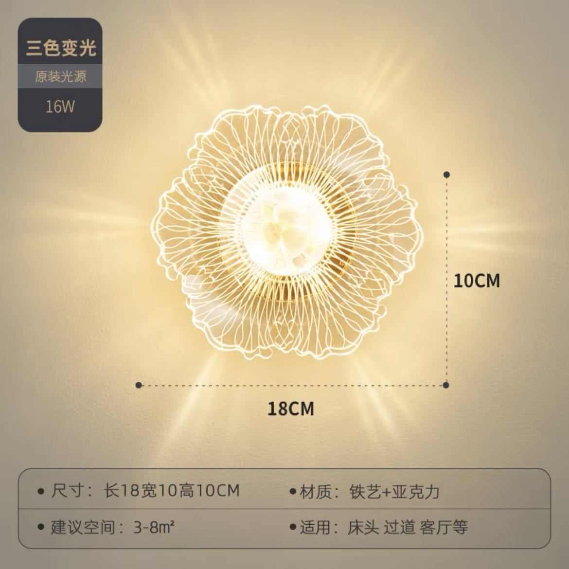 过道阳台蝴蝶走廊花朵衣帽灯玄关奢间轻壁灯现代led创意灯卧室